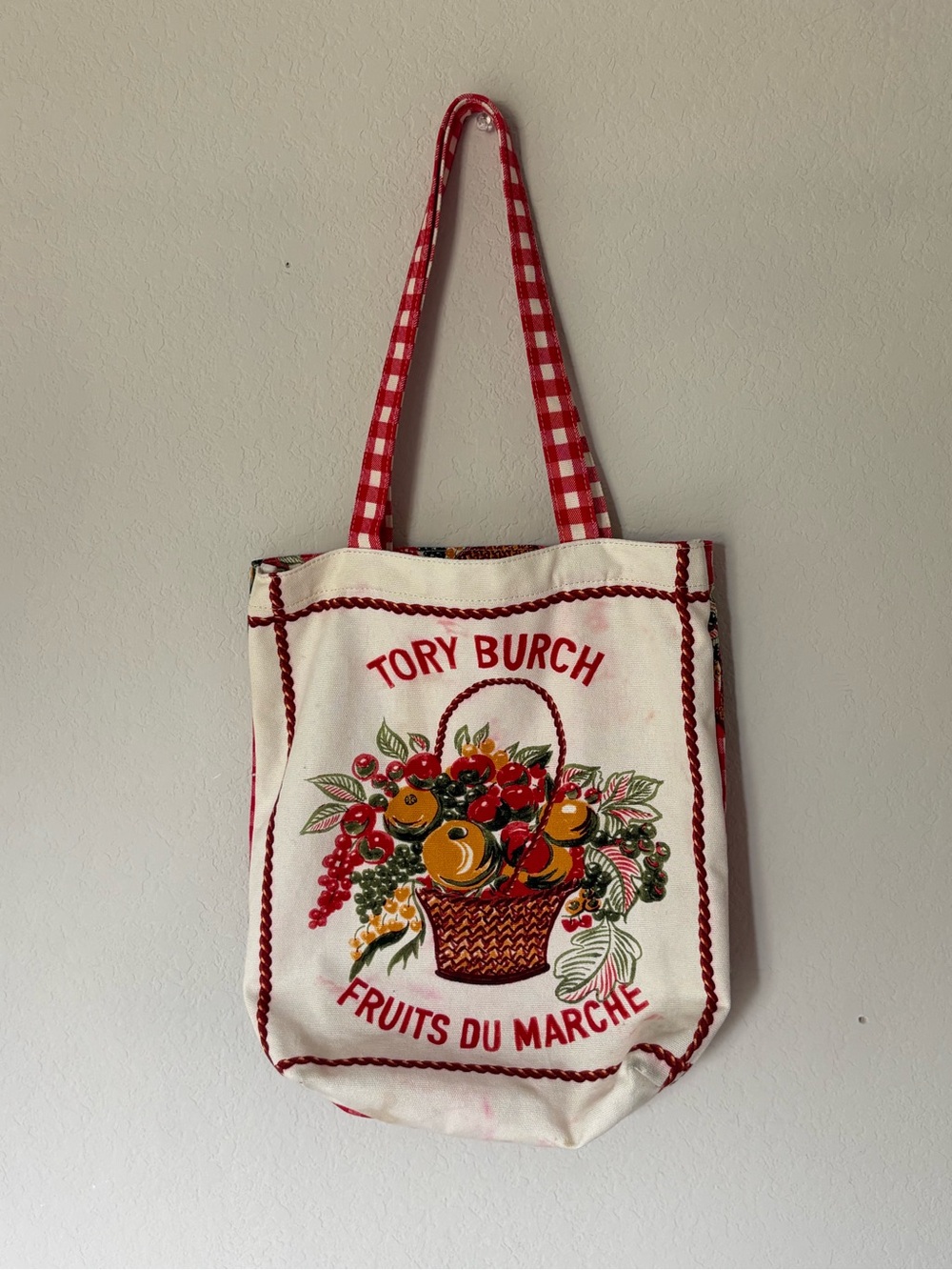 Tory Burch Fruits Du Marche Canvas Tote Bag Market Tote Cottagecore Fruit Print